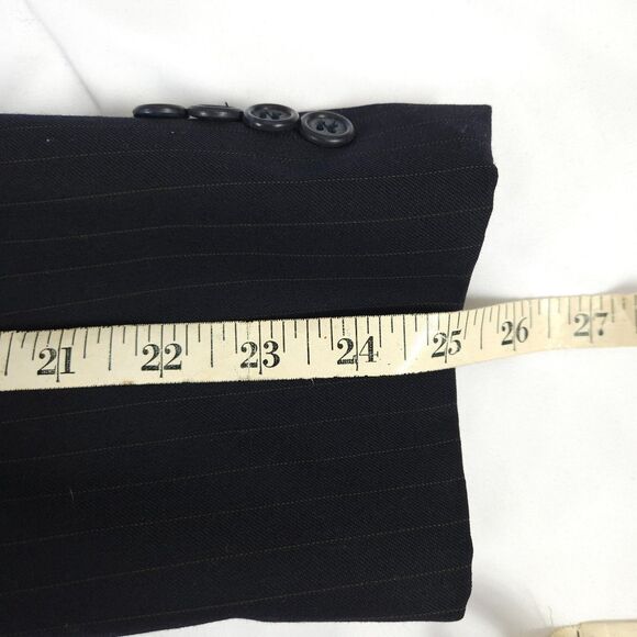 Roberto Villini Mens 42L Navy Pinstripe Super 100s Wool Sports Coat Blazer Italy - Picture 10 of 11